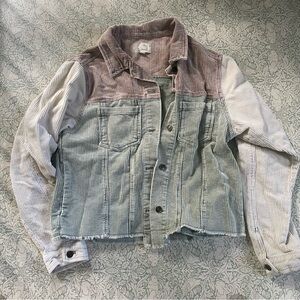 Dusty Pastel Colorblock Cotton Corduroy Jean Jacket Safe Cream Soft Cocoa
